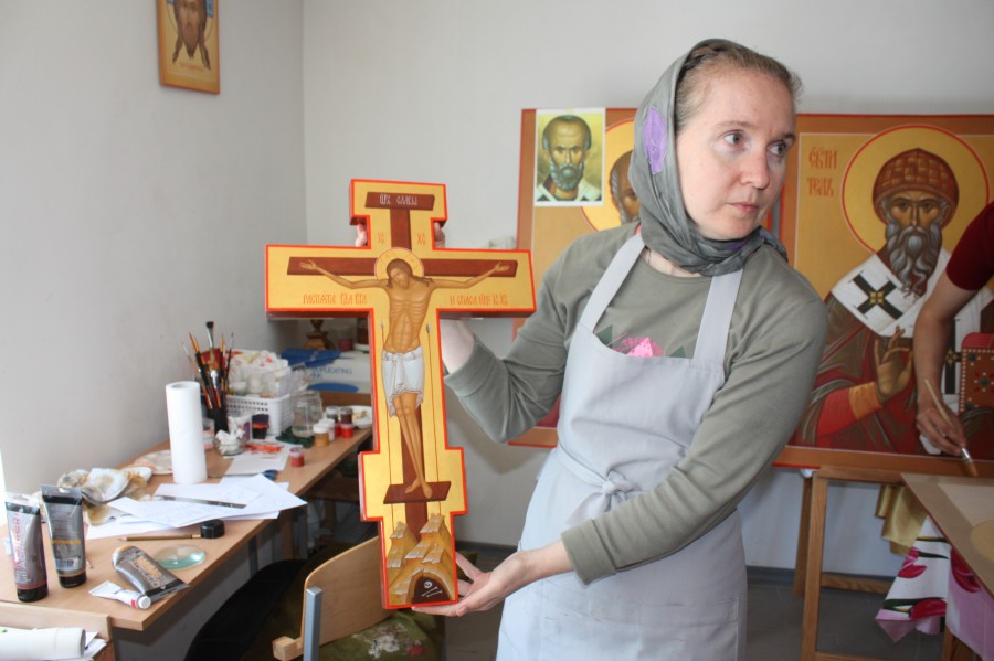 Іконописне відділення Одеської духовної семінарії. Студенти під час занять